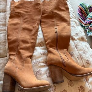 Kelsi Dagger Tan Over the Knee Boots